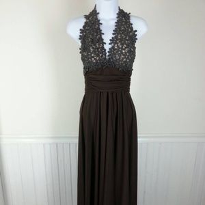 Vtg Lilli Diamond embroidered halter maxi dress Size small Chest 34